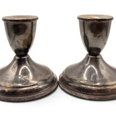 Weighted Sterling Candlestick Holders - 13.7oz
