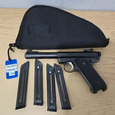 Ruger Mark II Target 6" .22LR Pistol # 18-69368 Tag # 252
4 Mags - Soft Case