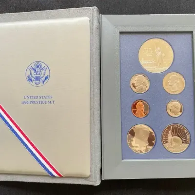 1986 U.S. Liberty Prestige Proof Set w/ 90% Silver Dollar – Original Mint Packaging