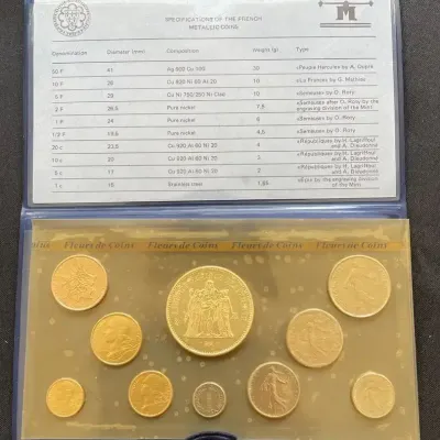 1979 France Monnaie de Paris Fleurs de Coins Set w/ 50 Francs .900 Silver Coin
