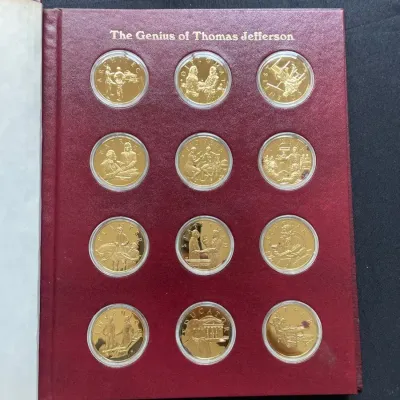 The Genius of Thomas Jefferson – 24KT GOLD ON STERLING / FIRST EDITION PROOF SET – Minted by The Fra