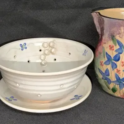 Collection of Handmade Ceramic and Studio Pottery Pieces, Including Pitchers, a Small Bowl, and More