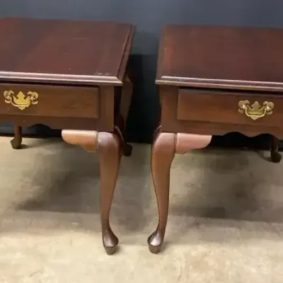 Pair of Cherry Wood Side Tables 