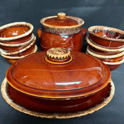 Vintage Hull Pottery with Brown Drip Glaze