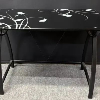 Contemporary Black and White Glass and Metal Desk