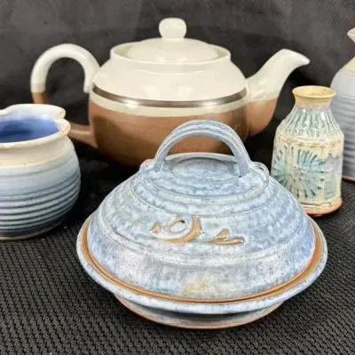 Blue, Brown Pottery Pieces