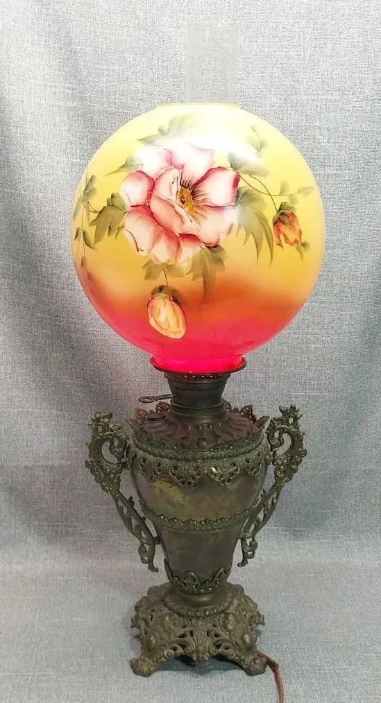Hand Painted Victorian Lamp