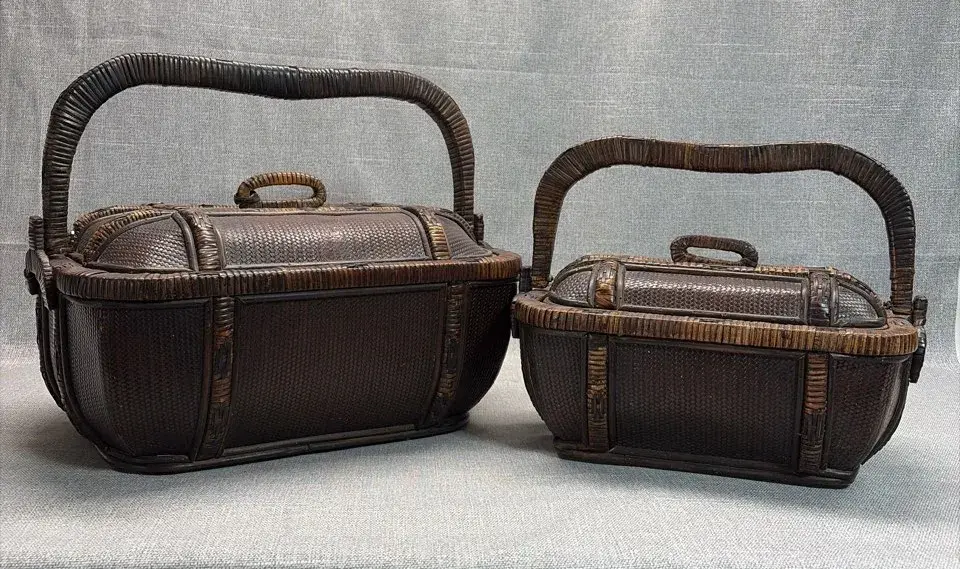 Asian Woven Wicker Nesting Baskets