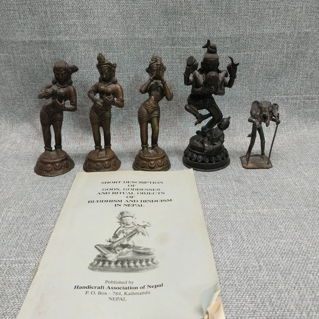 Nepalese Brass Deity Figures with Kathmandu Handicraft Association Booklet