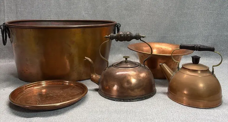 Copper Pots And Tray