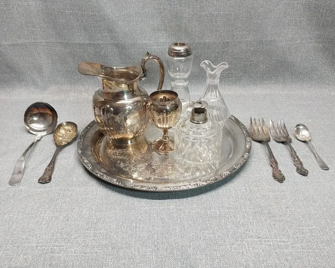 Crystal & Silver Plate Pieces 
