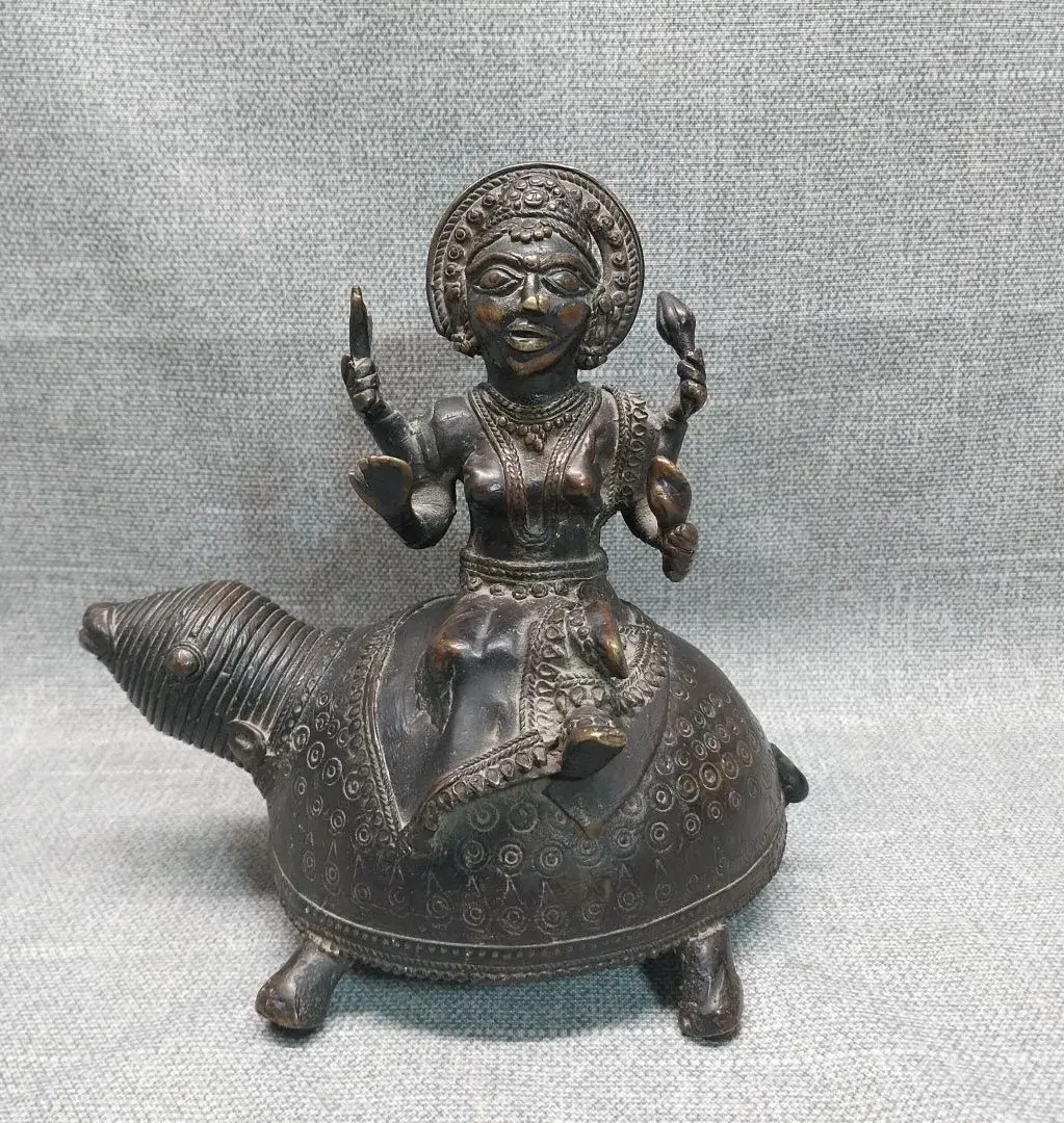 Dhokra Brass Goddess Riding Tortoise