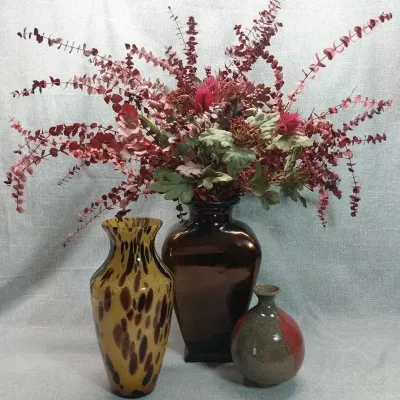 Glass & Ceramic Vases With Faux Flowers