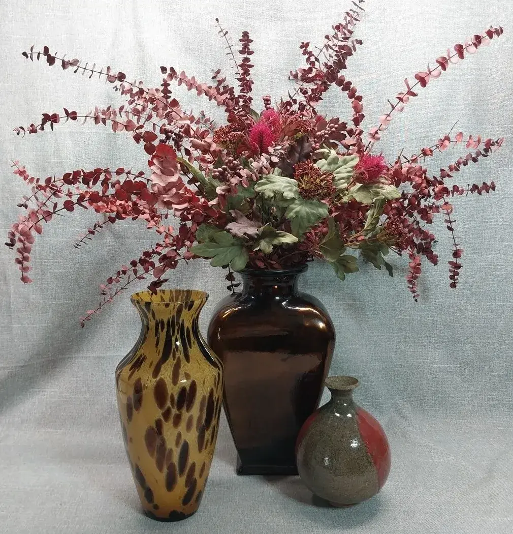 Glass & Ceramic Vases With Faux Flowers