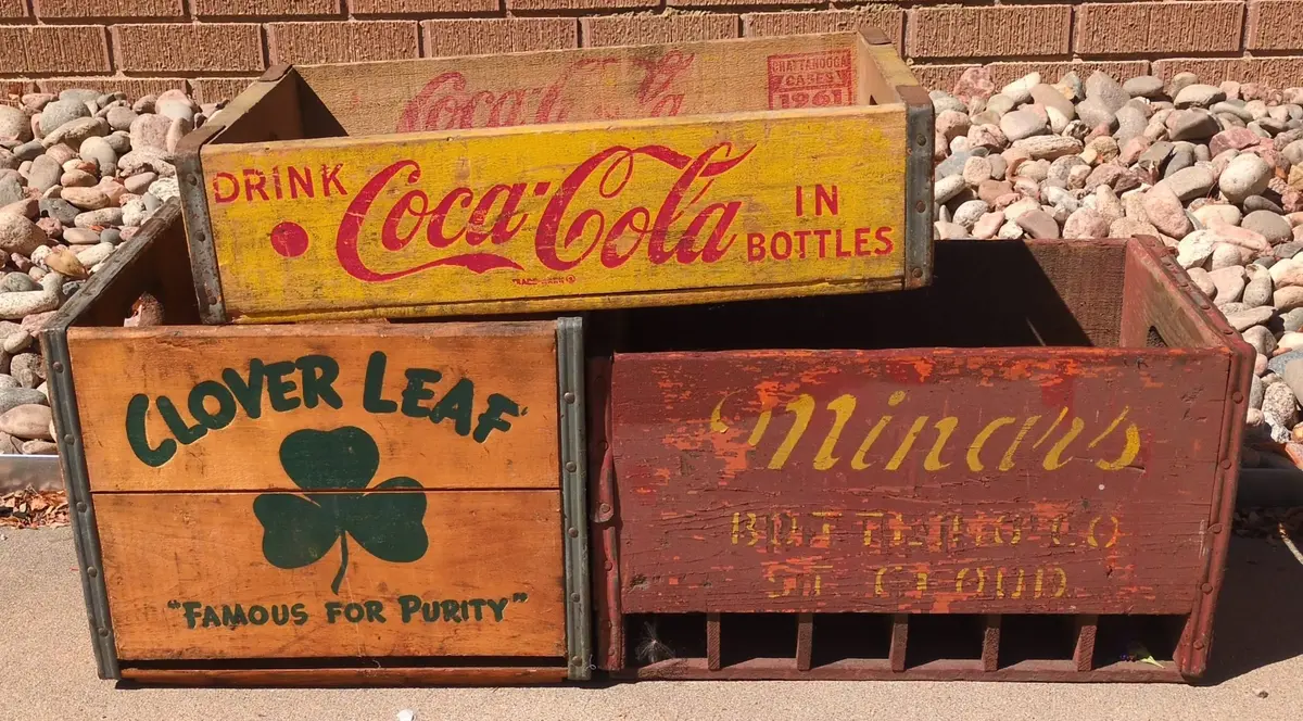 Wood Soda Crates – Coca-Cola, Clover Leaf & Minar's Bottling St. Cloud MN