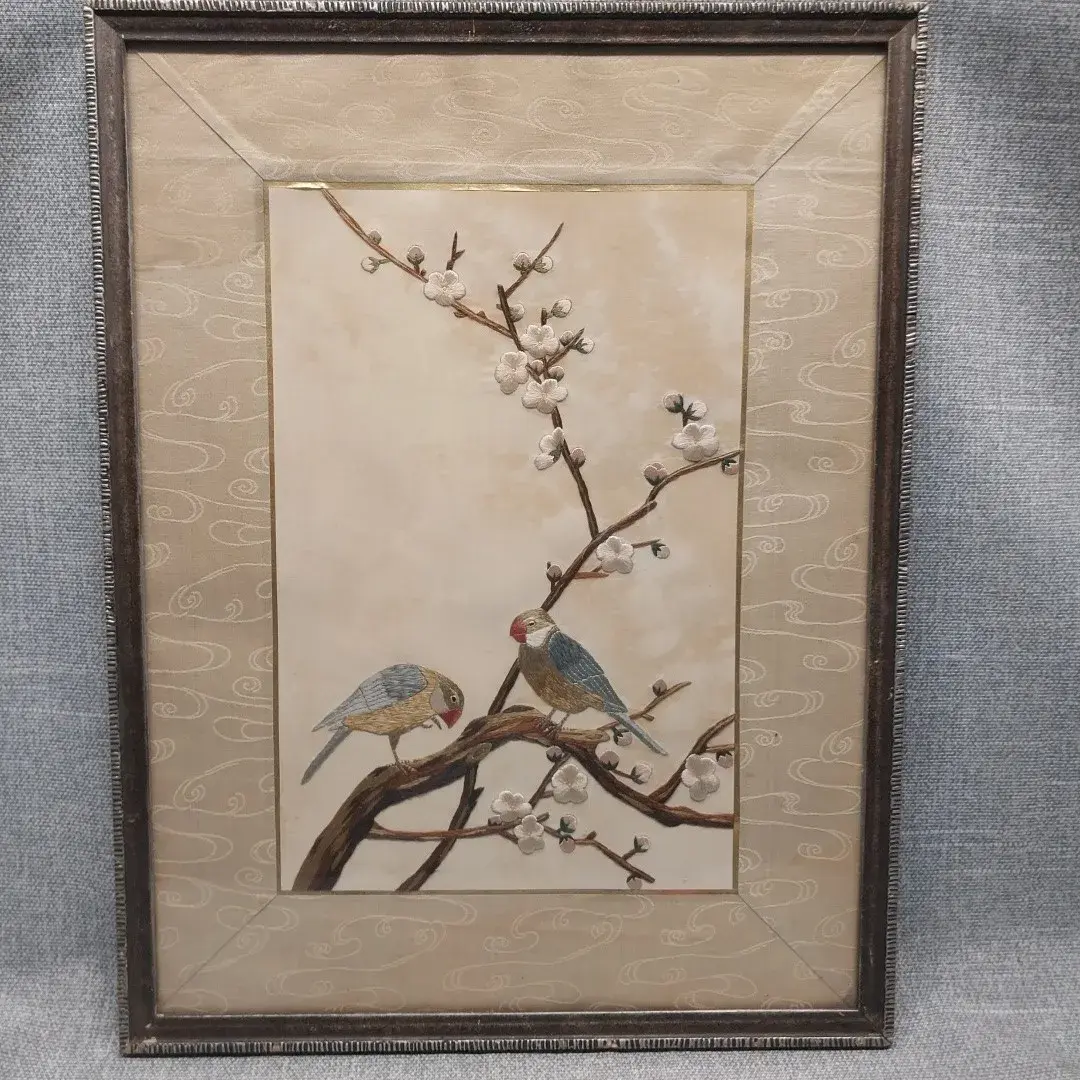 Chinese Silk Embroidery Flower & Bird Art