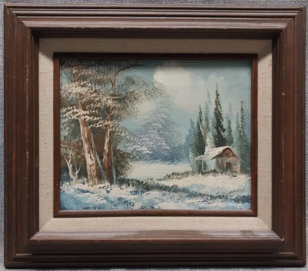 Winter Landscape Oil Painting Signed T. Simmons