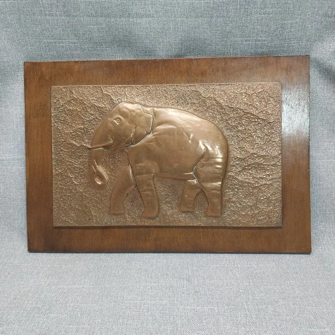 Copper Elephant Art Plaque 