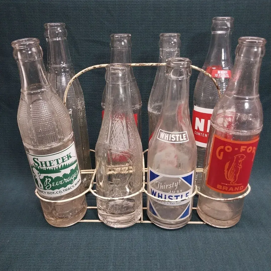 Wire Bottle Carrier & Glass Bottles