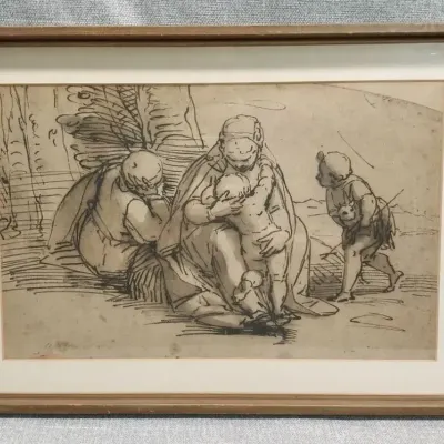 Holy Family With Infant Saint John Print