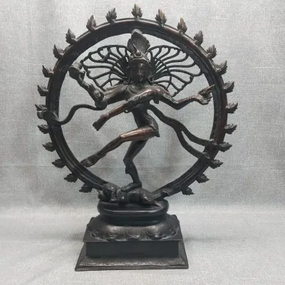 Shiva Nataraja Brass Statue, Lord of the Dance, Ring of Fire, Hindu Deity