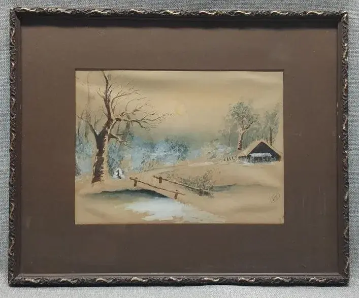 Winter Watercolor Signed AMA