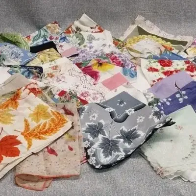 Vintage Printed Handkerchiefs – Florals, Autumn Leaves, Roses & More. 
