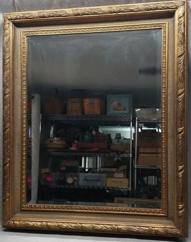 Gold Toned Framed Mirror #1
