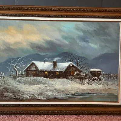 Winter Landscape Oil Painting by Andre de Jong