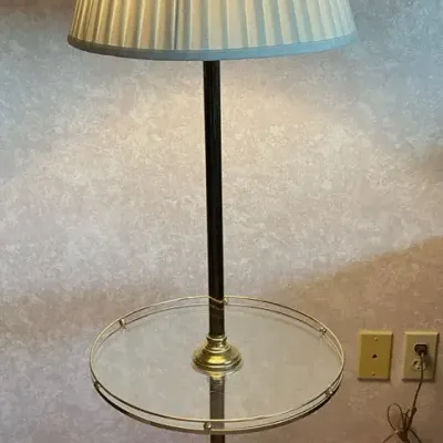 Metal Floor Lamp with Glass Table