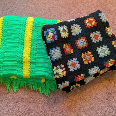 Two Hand Crocheted Afghans Lot 2