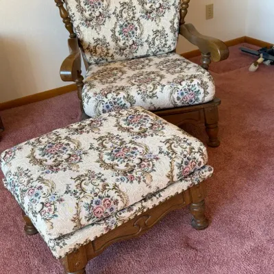 Vintage Chair With Ottoman