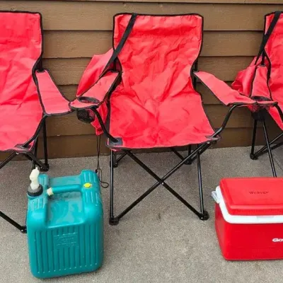 Camping Chairs with Carrying Cases, GOTT Cooler & Sears Water Container