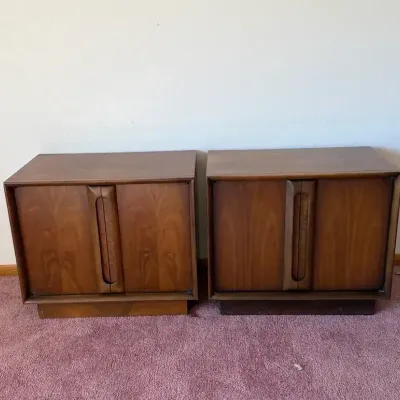 Two Walnut Night Stands 