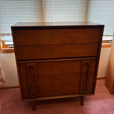Lane Walnut Five Drawer Dresser 