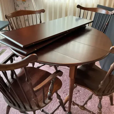 Cherry Wood Drop Leaf Table & Four Chairs