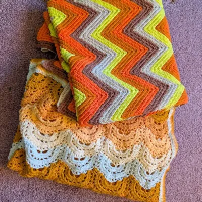 Two Hand Crocheted Afghans Lot 1