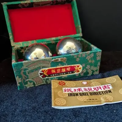 Vintage Baoding Iron Balls with Case & Instruction Book