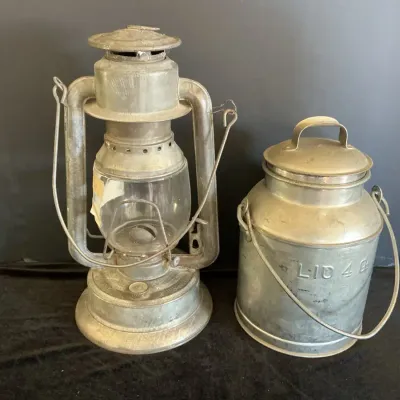 Triumph Metal Kerosene Lantern & Milk Can