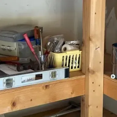 Workshop & Garage Hardware Organizer Lot: Multi-Drawer Storage Cabinet, Hand Tools & Hardware