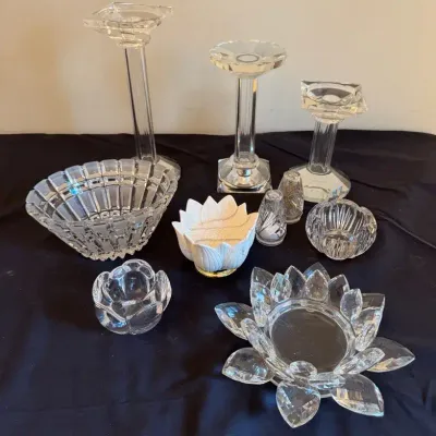 Mikasa Crystal Candle Holders & Tabletop Decor Lot