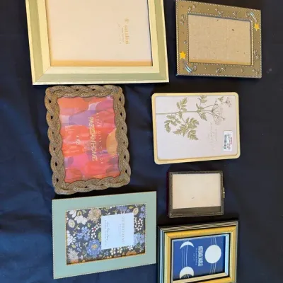 Assorted Tabletop Picture Frames Lot: Wood, Metal & Decorative Accent Frames