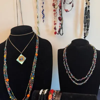 Large Assorted Costume Jewelry Lot: Fashion Necklaces, Beaded Strands, Chains & Statement Bracelets