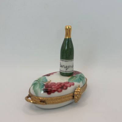 LOT 81: Vintage Limoges Trinket Boxes: Eiffel Tower & A Bottle of Burgundy (missing is the wine glass)