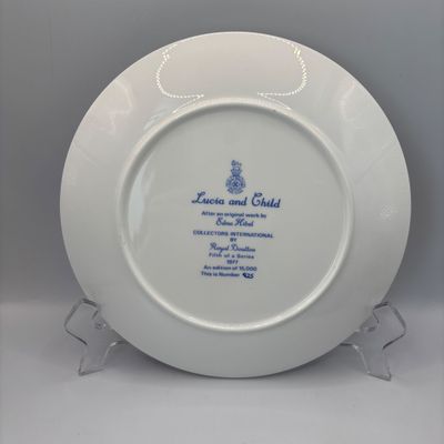 LOT 94: Badash Flower Paperweight, Royal Dalton "Lucia and Child" Collectors Plate & Vintage Edna Hibel Style Marble...