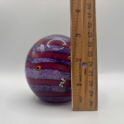 LOT 62: Purple & Magenta Swirl Art Glass Signed Paperweight