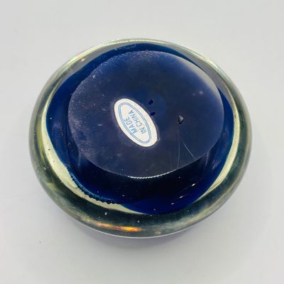 LOT 106: Yellow & Purple Flower Badash Paperweights & Galaxy Sphere Style Paperweight