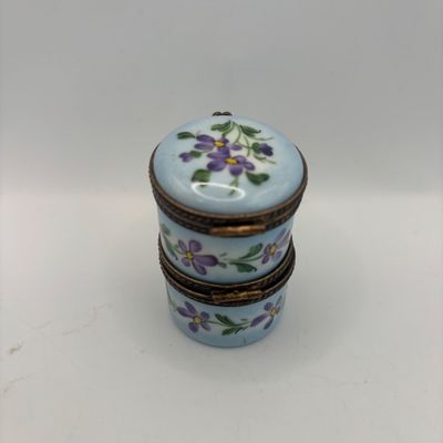LOT 78: Vintage Limoges Trinket Boxes: Two-Tier Floral & Pink Floral