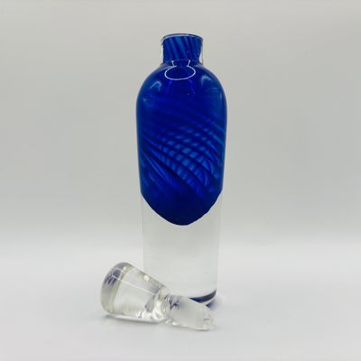 LOT 105: Vintage Art Glass Perfume Bottles: Iridescent Blue & Blue Swirl - unsigned