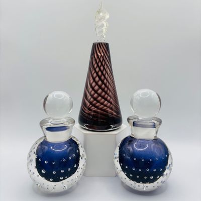 LOT 104: Art Glass Perfume Bottles - Unsigned